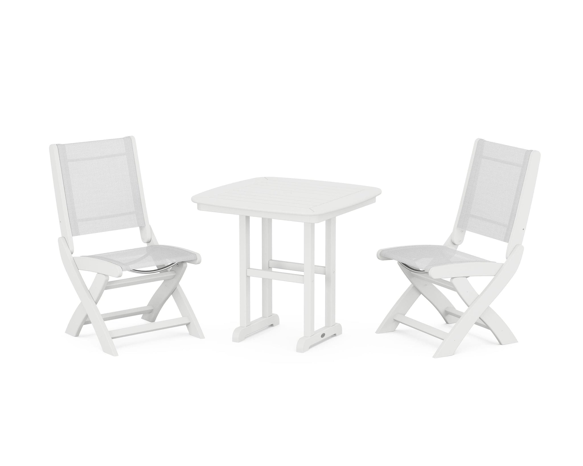 Coastal Folding Side Chair 3-Piece Dining Set