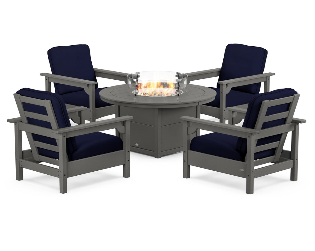 Club 5-Piece Conversation Set with Fire Pit Table