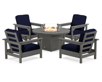 Club 5-Piece Conversation Set with Fire Pit Table