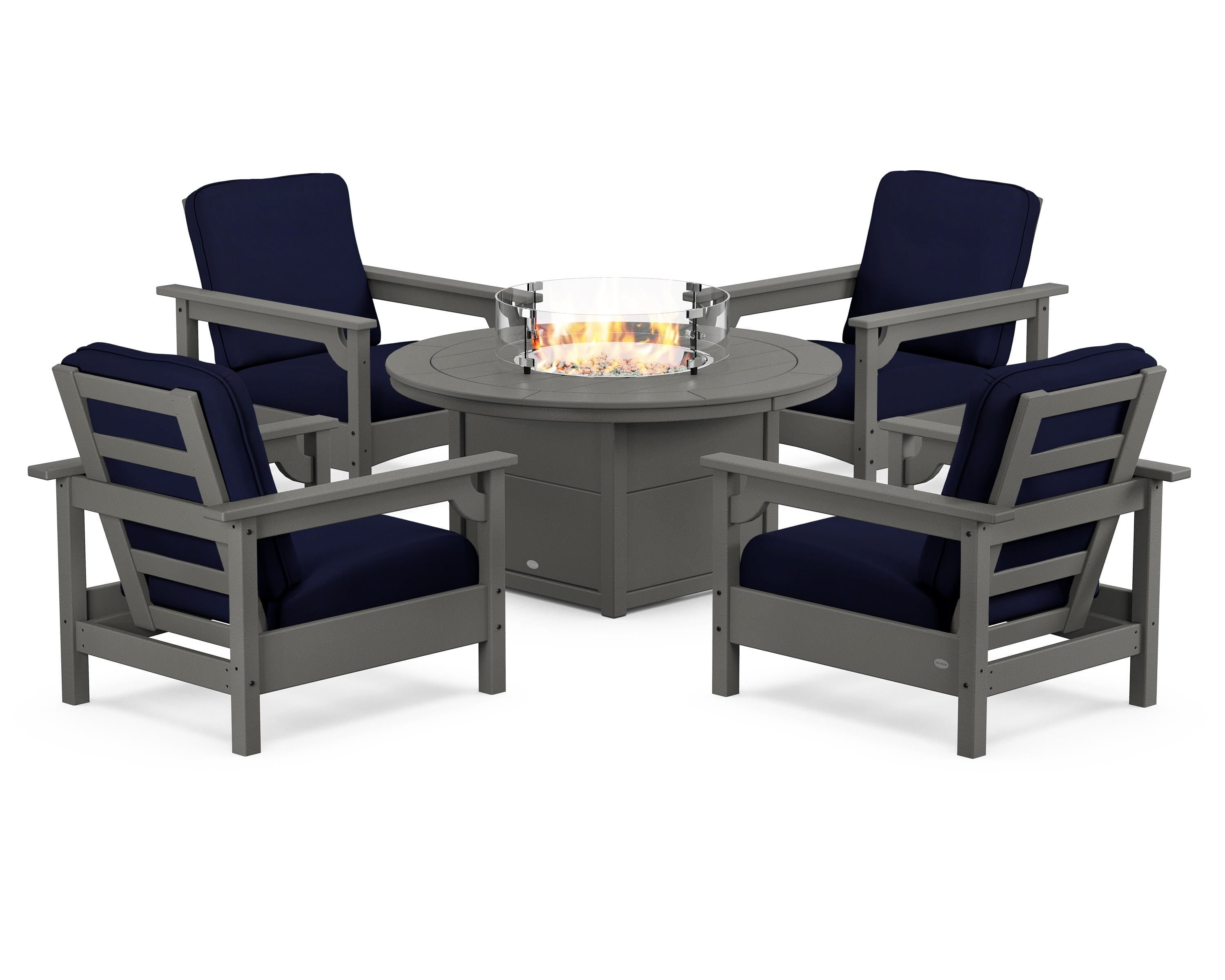 Club 5-Piece Conversation Set with Fire Pit Table
