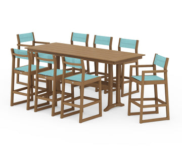 EDGE Sling 9-Piece Farmhouse Bar Set with Trestle Legs