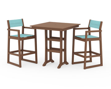 EDGE Sling Arm Chair 3-Piece Farmhouse Bar Set with Trestle Legs