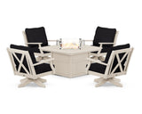 Braxton 5-Piece Deep Seating Swivel Conversation Set with Fire Pit Table