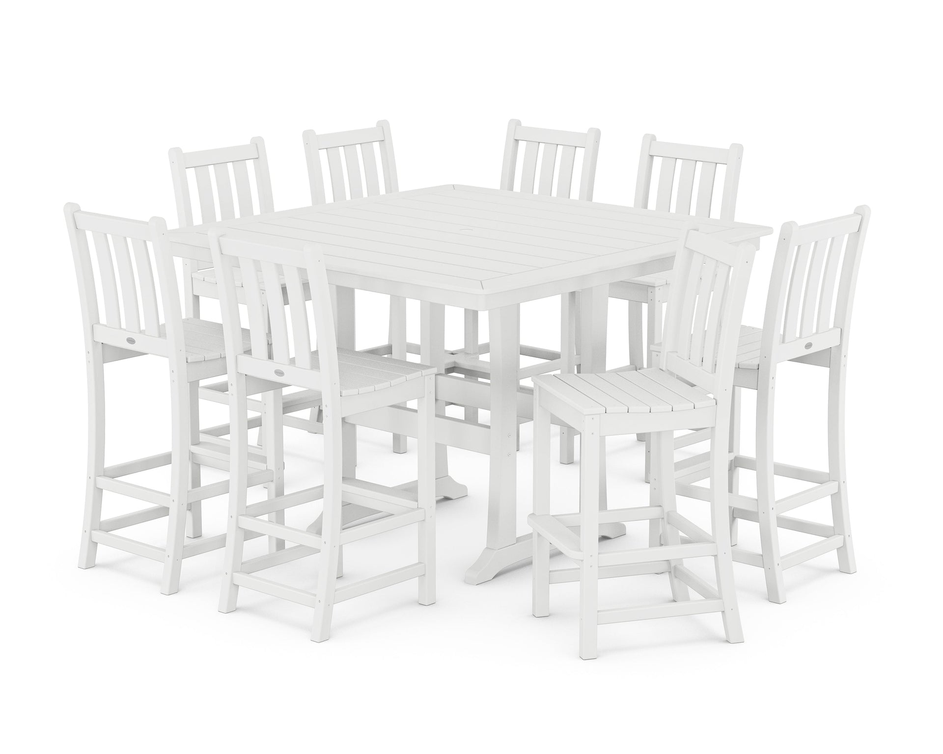 Traditional Garden 9-Piece Nautical Trestle Bar Set