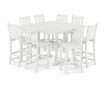 Traditional Garden 9-Piece Nautical Trestle Bar Set