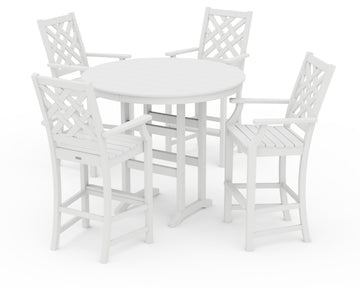 Wovendale 5-Piece Round Farmhouse Bar Set