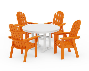 Vineyard Curveback Adirondack 5-Piece Nautical Trestle Dining Set