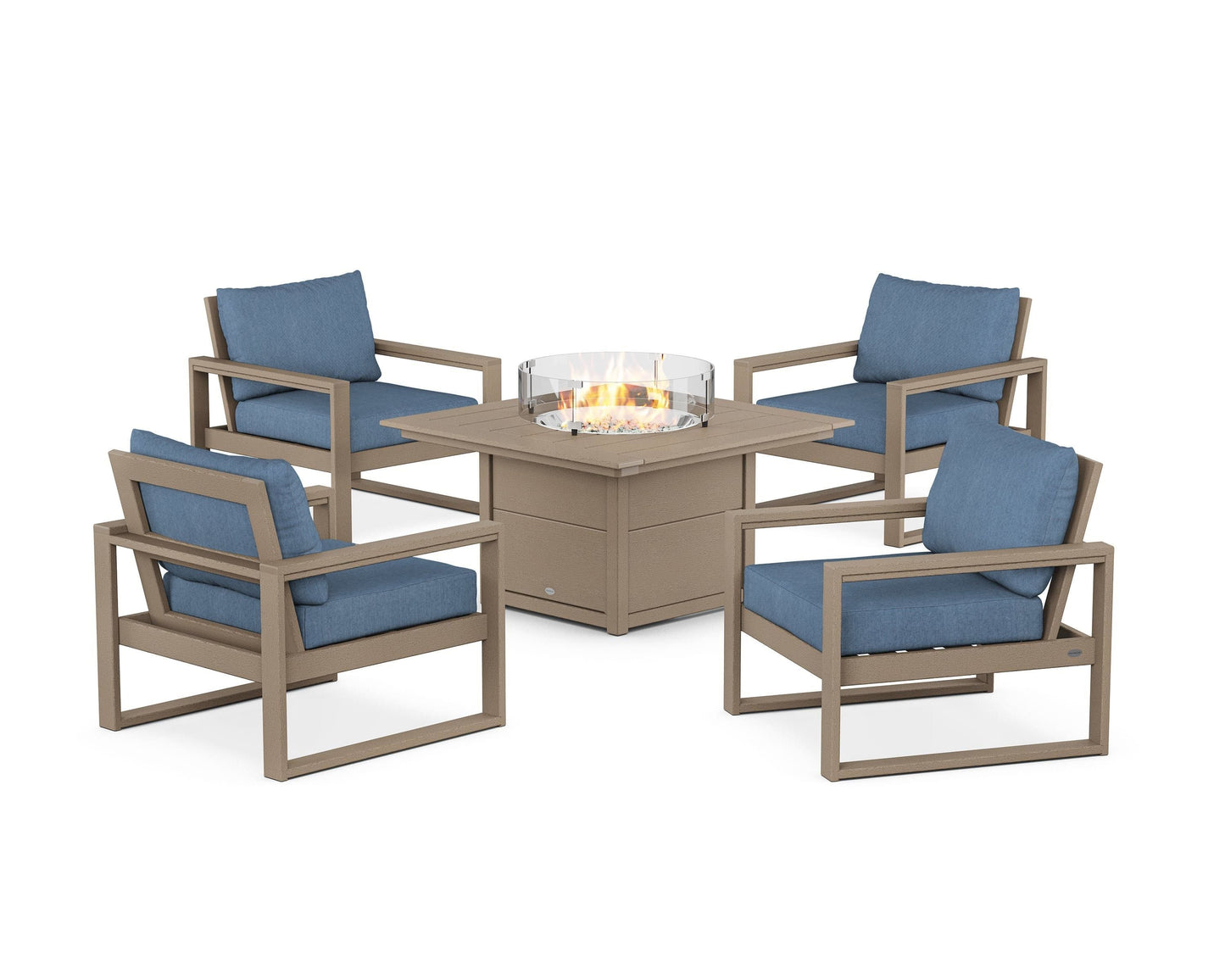 EDGE Sectional 5-Piece Deep Seating Set with Fire Pit Table