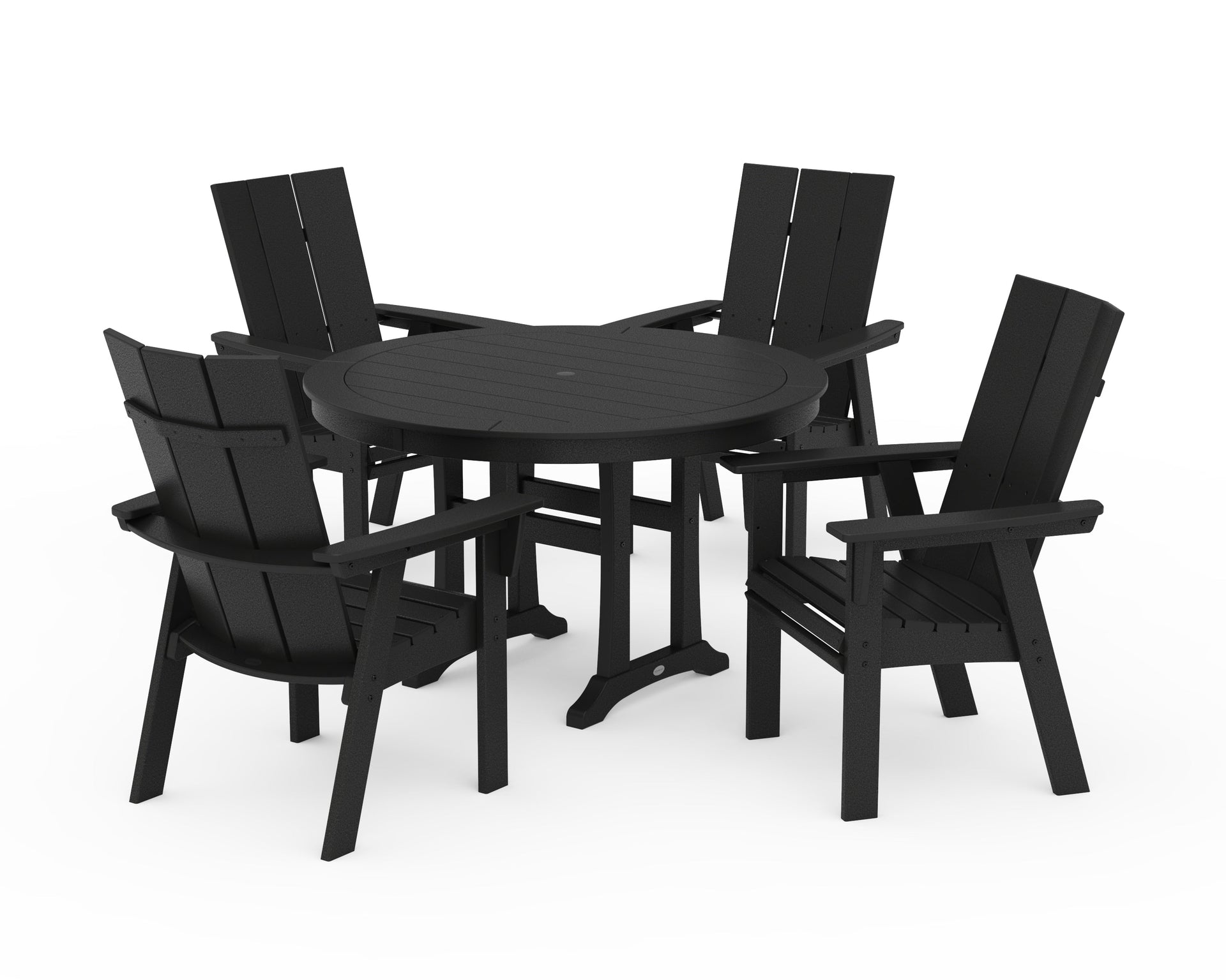 Modern Curveback Adirondack 5-Piece Nautical Trestle Dining Set