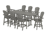Nautical Curveback Adirondack Swivel 9-Piece Bar Set with Trestle Legs