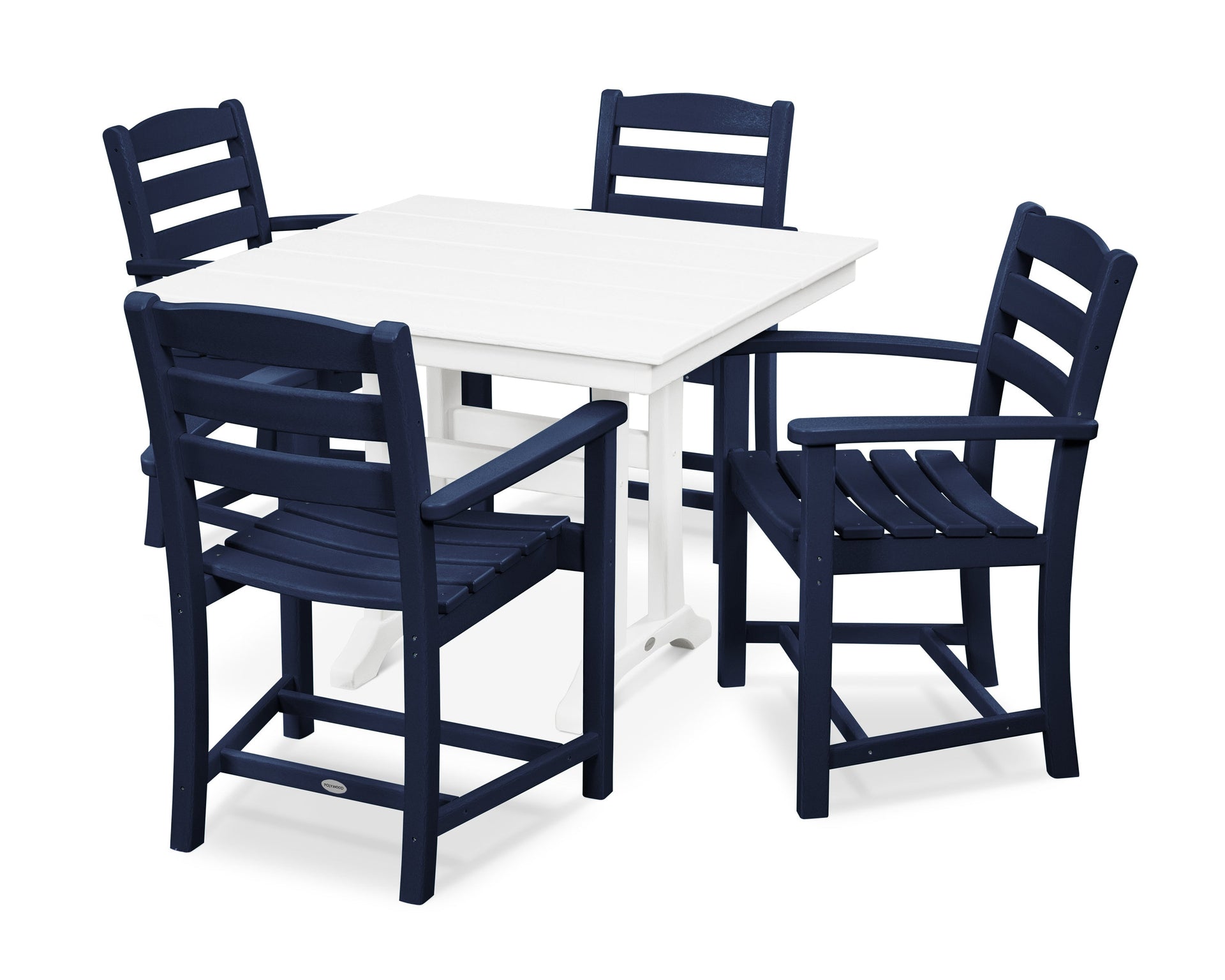 La Casa Café 5-Piece Farmhouse Trestle Arm Chair Dining Set