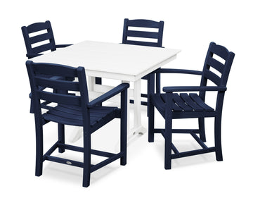 La Casa Café 5-Piece Farmhouse Trestle Arm Chair Dining Set
