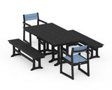 EDGE Sling Arm Chair 5-Piece Farmhouse Dining Set with Benches