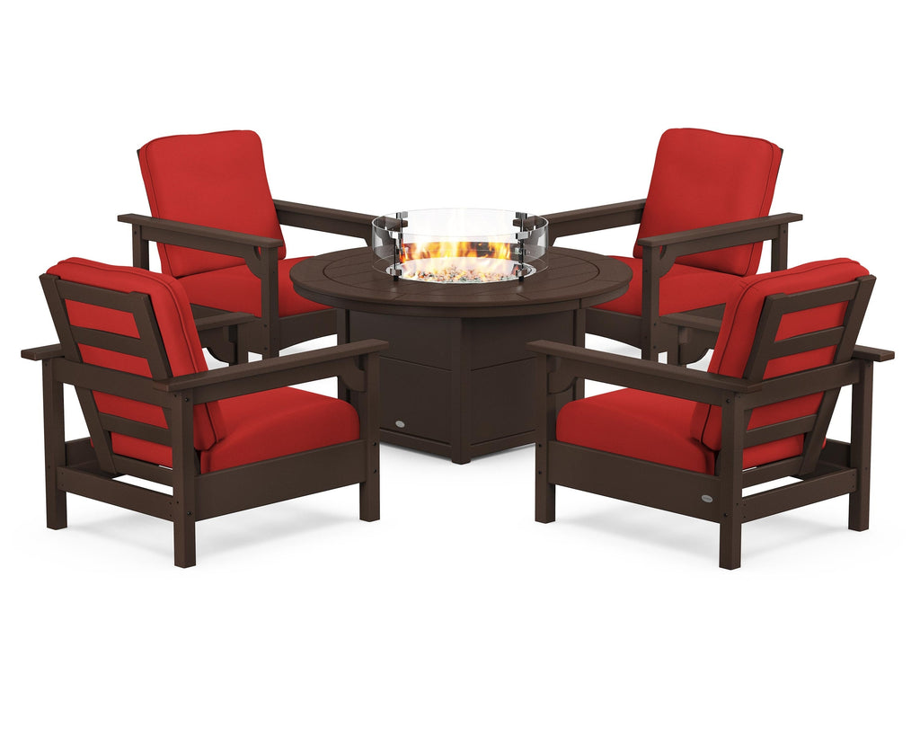 Club 5-Piece Conversation Set with Fire Pit Table