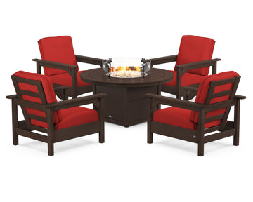 Club 5-Piece Conversation Set with Fire Pit Table