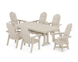 Vineyard Curveback Adirondack Swivel Chair 7-Piece Dining Set with Trestle Legs