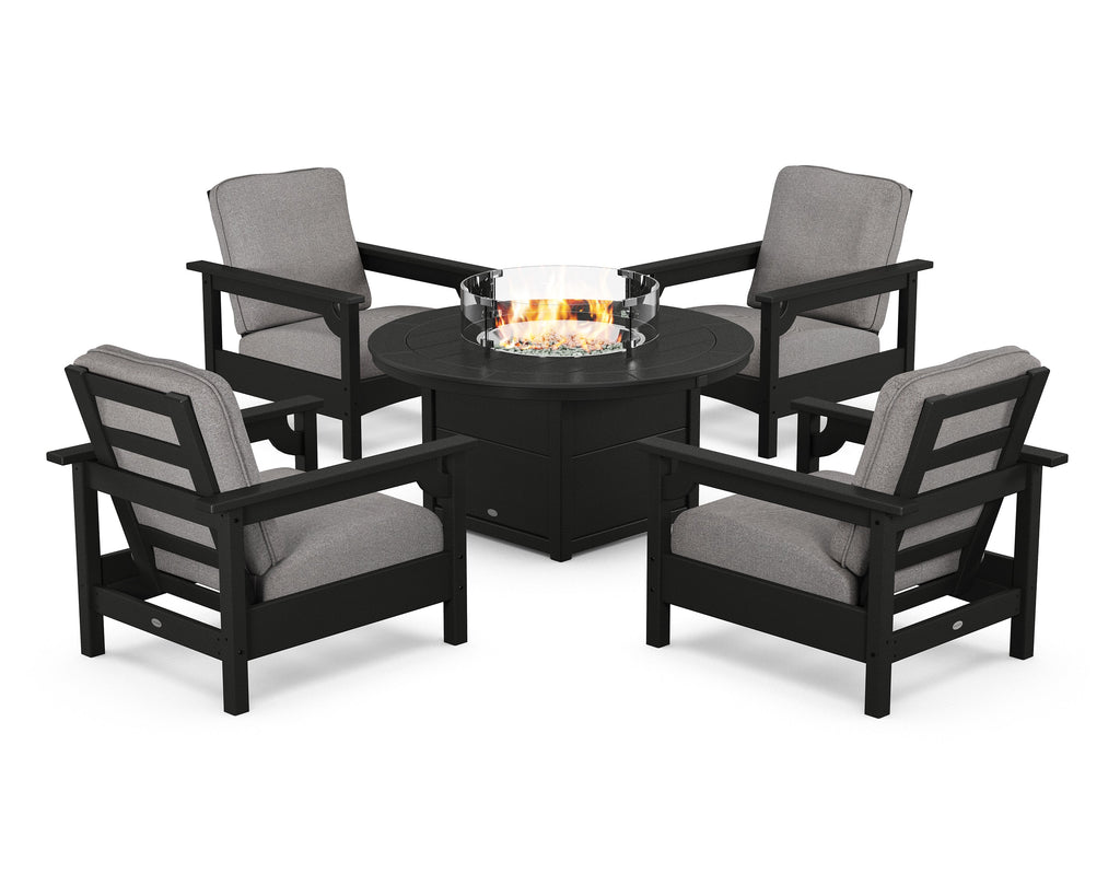 Club 5-Piece Conversation Set with Fire Pit Table
