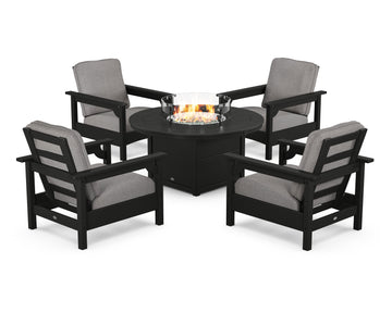 Club 5-Piece Conversation Set with Fire Pit Table