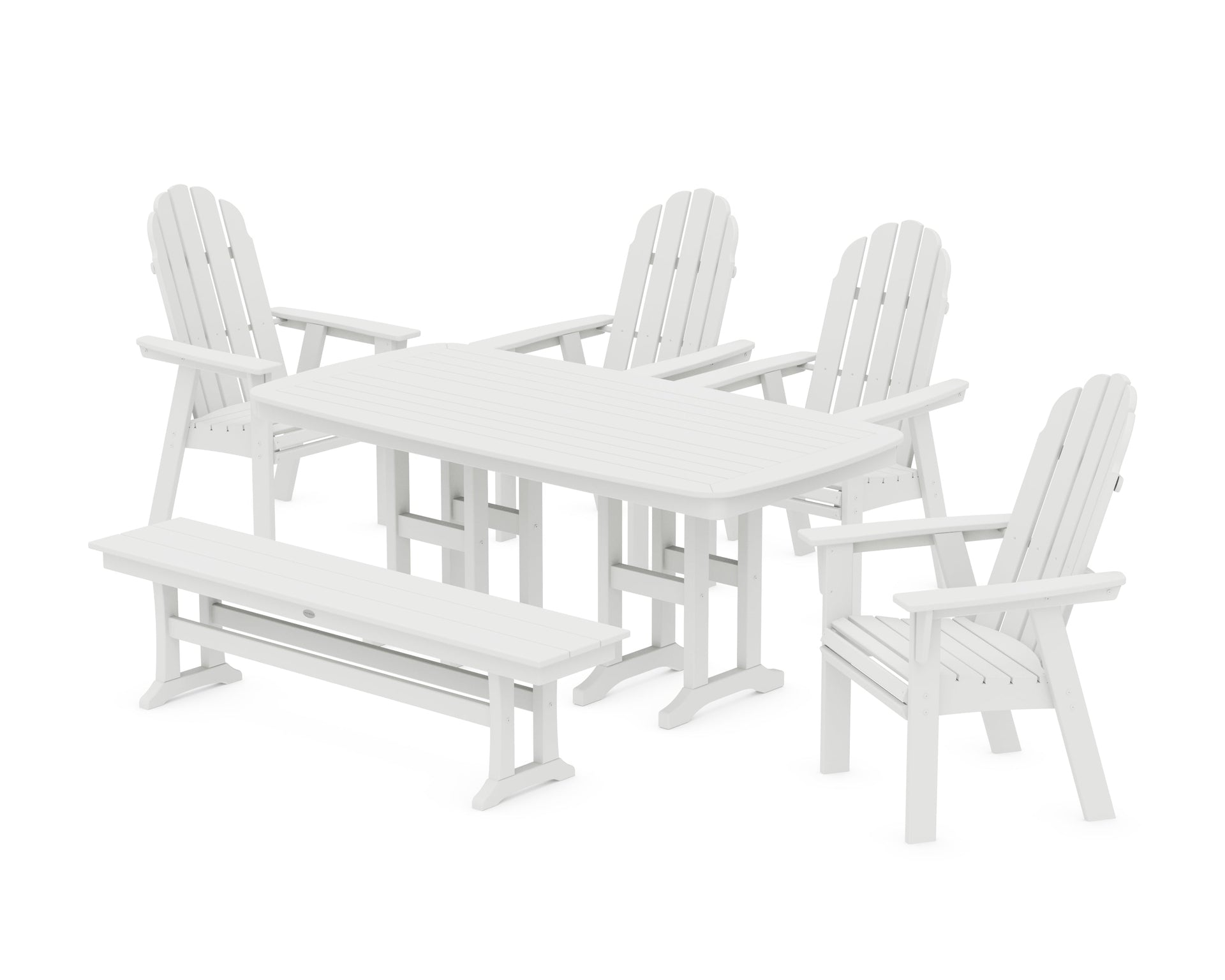 Vineyard Curveback Adirondack Chair 6-Piece Dining Set with Bench
