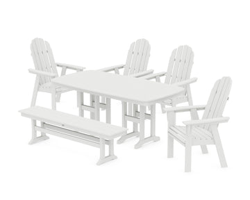 Vineyard Curveback Adirondack Chair 6-Piece Dining Set with Bench