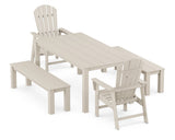 South Beach 5-Piece Parsons Dining Set with Benches