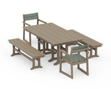 EDGE Sling Arm Chair 5-Piece Farmhouse Dining Set with Benches