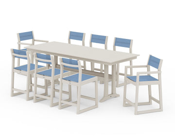 EDGE Sling 9-Piece Farmhouse Counter Set with Trestle Legs