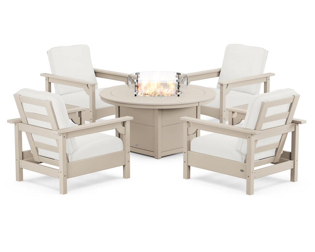 Club 5-Piece Conversation Set with Fire Pit Table