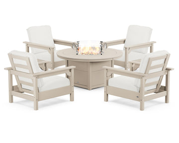 Club 5-Piece Conversation Set with Fire Pit Table