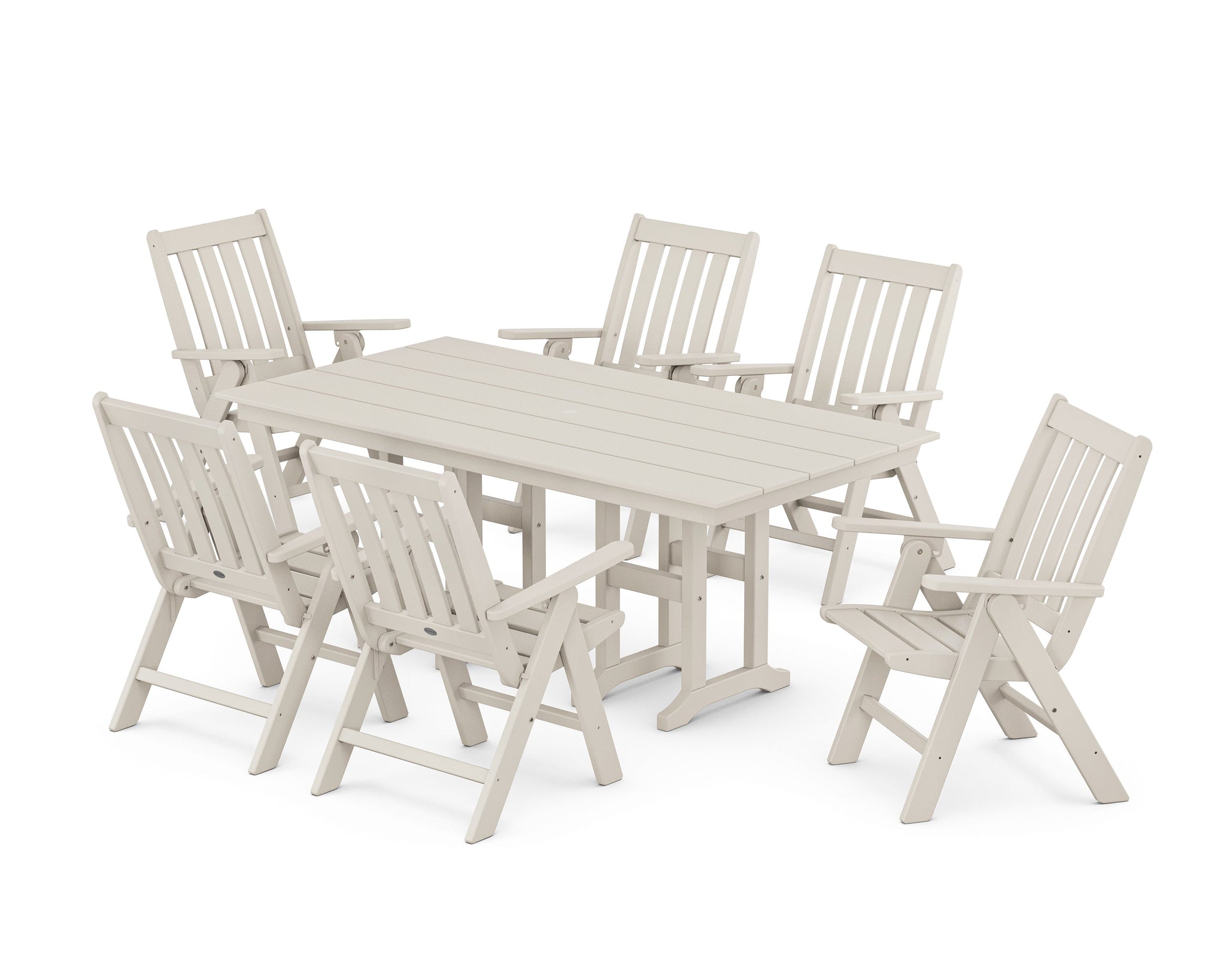 Vineyard Folding Chair 7-Piece Farmhouse Dining Set