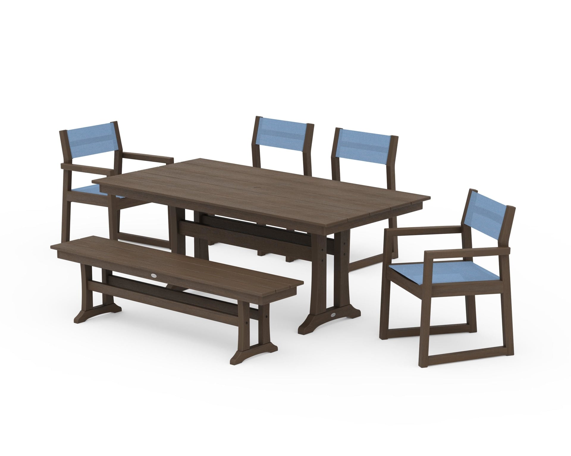 EDGE Sling 6-Piece Farmhouse Dining Set With Trestle Legs