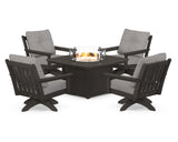 Vineyard 5-Piece Deep Seating Swivel Conversation Set with Fire Pit Table