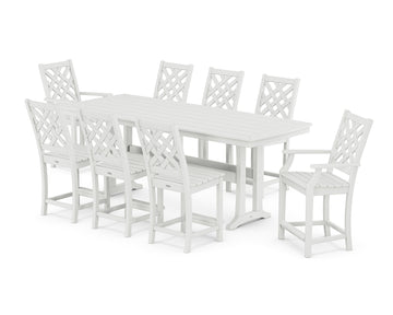 Wovendale 9-Piece Counter Set with Trestle Legs