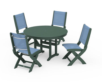 Coastal Folding Side Chair 5-Piece Round Dining Set