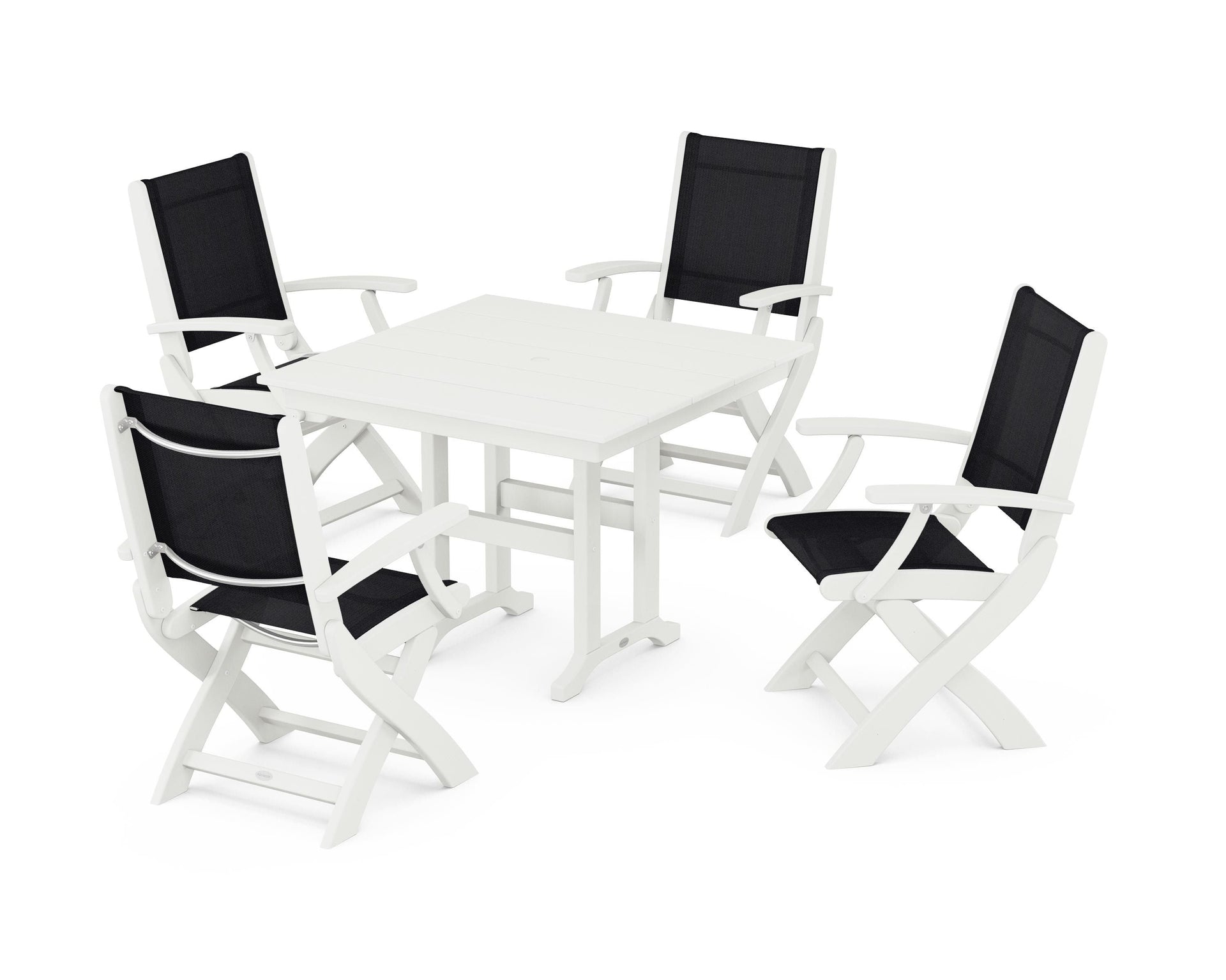 Coastal Folding Chair 5-Piece Farmhouse Dining Set
