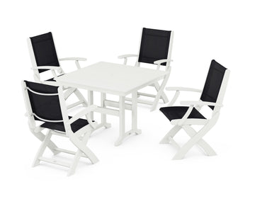 Coastal Folding Chair 5-Piece Farmhouse Dining Set