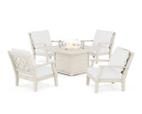 Chinoiserie 5-Piece Deep Seating Set with Fire Pit Table