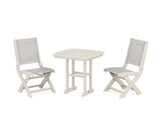 Coastal Folding Side Chair 3-Piece Dining Set