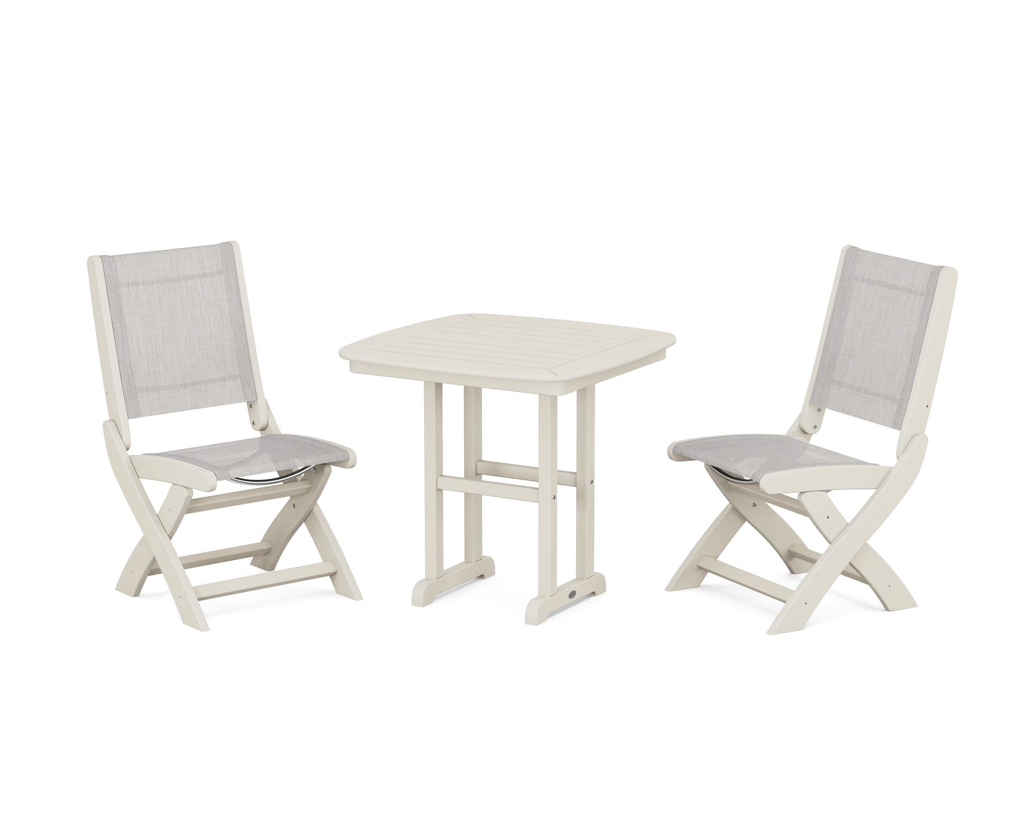 Coastal Folding Side Chair 3-Piece Dining Set