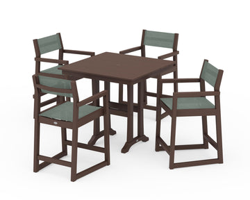 EDGE Sling Arm Chair 5-Piece Farmhouse Counter Set with Trestle Legs