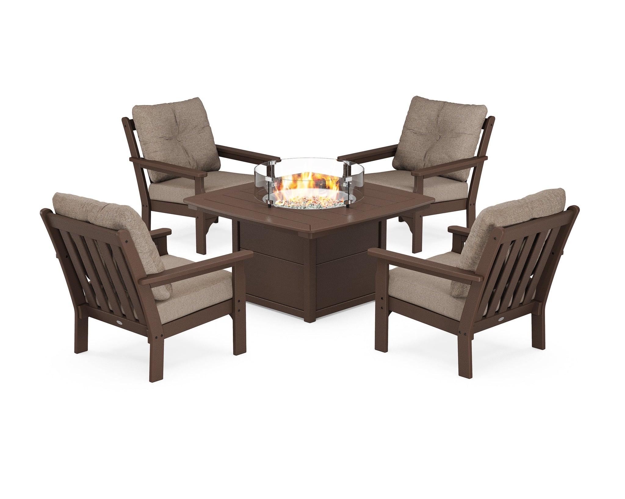 Vineyard 5-Piece Conversation Set with Fire Pit Table