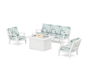 Chinoiserie Deep Seating Fire Pit Table Set