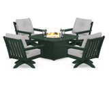 Vineyard 5-Piece Deep Seating Swivel Conversation Set with Fire Pit Table