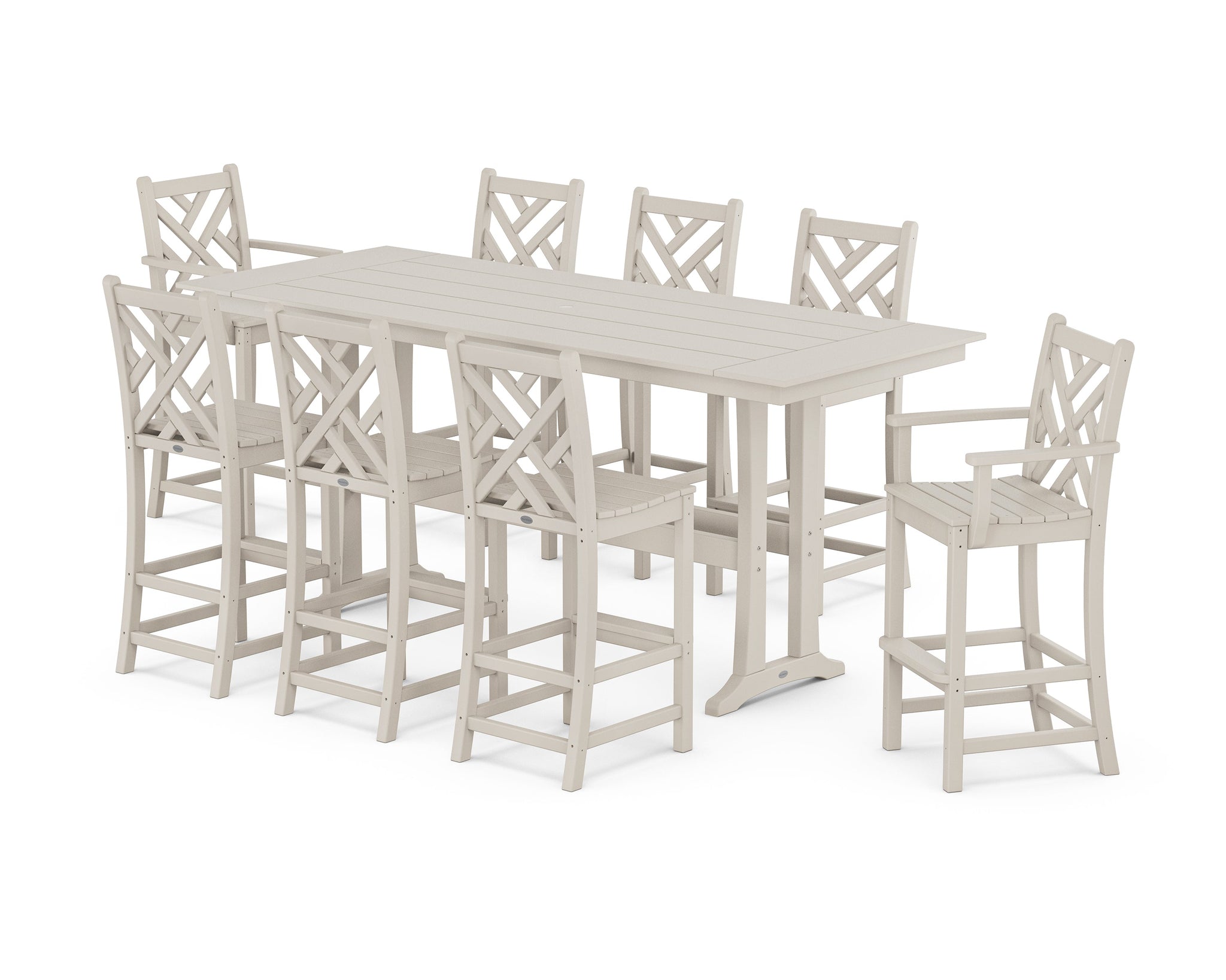 Chippendale 9-Piece Farmhouse Bar Set with Trestle Legs