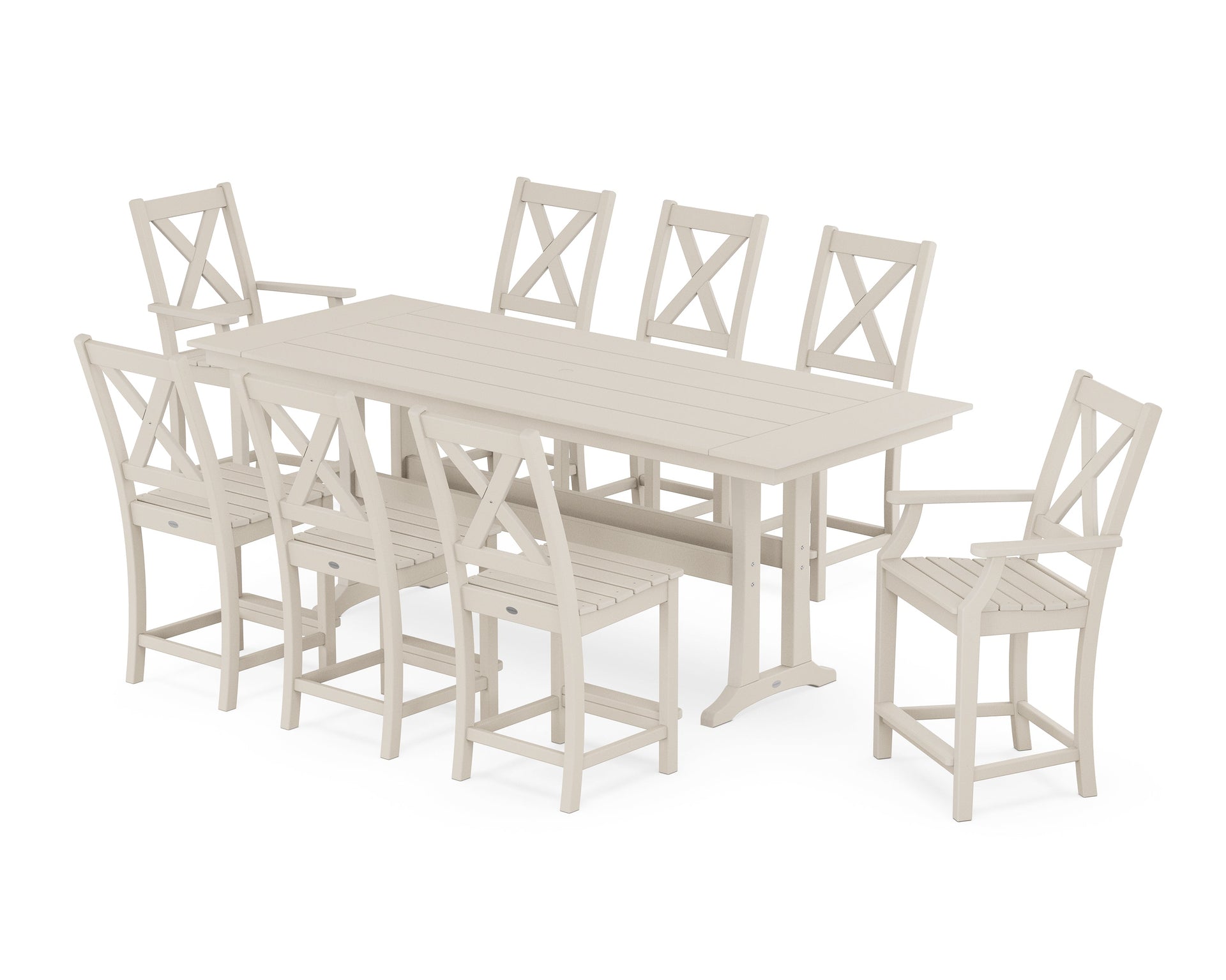 Braxton 9-Piece Farmhouse Counter Set with Trestle Legs