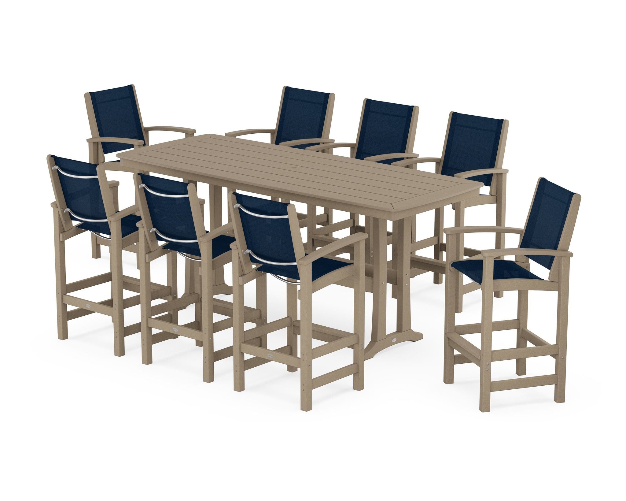 Coastal 9-Piece Bar Set with Trestle Legs