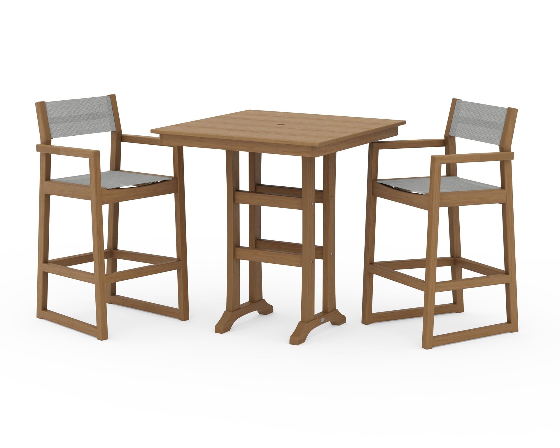 EDGE Sling Arm Chair 3-Piece Farmhouse Bar Set with Trestle Legs