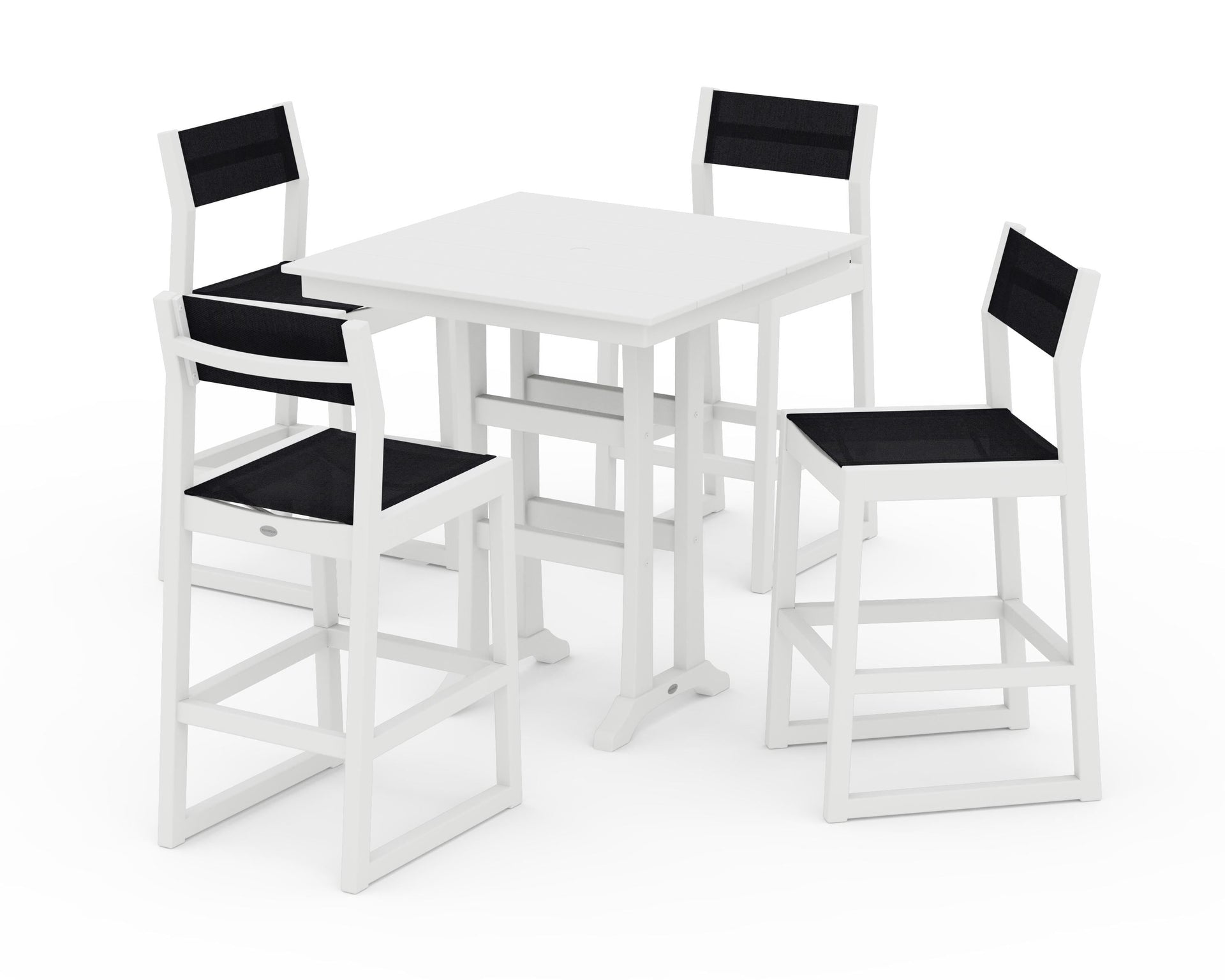 EDGE Sling Arm Chair 5-Piece Farmhouse Bar Set with Trestle Legs