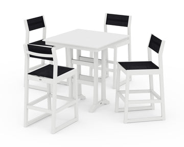 EDGE Sling Arm Chair 5-Piece Farmhouse Bar Set with Trestle Legs