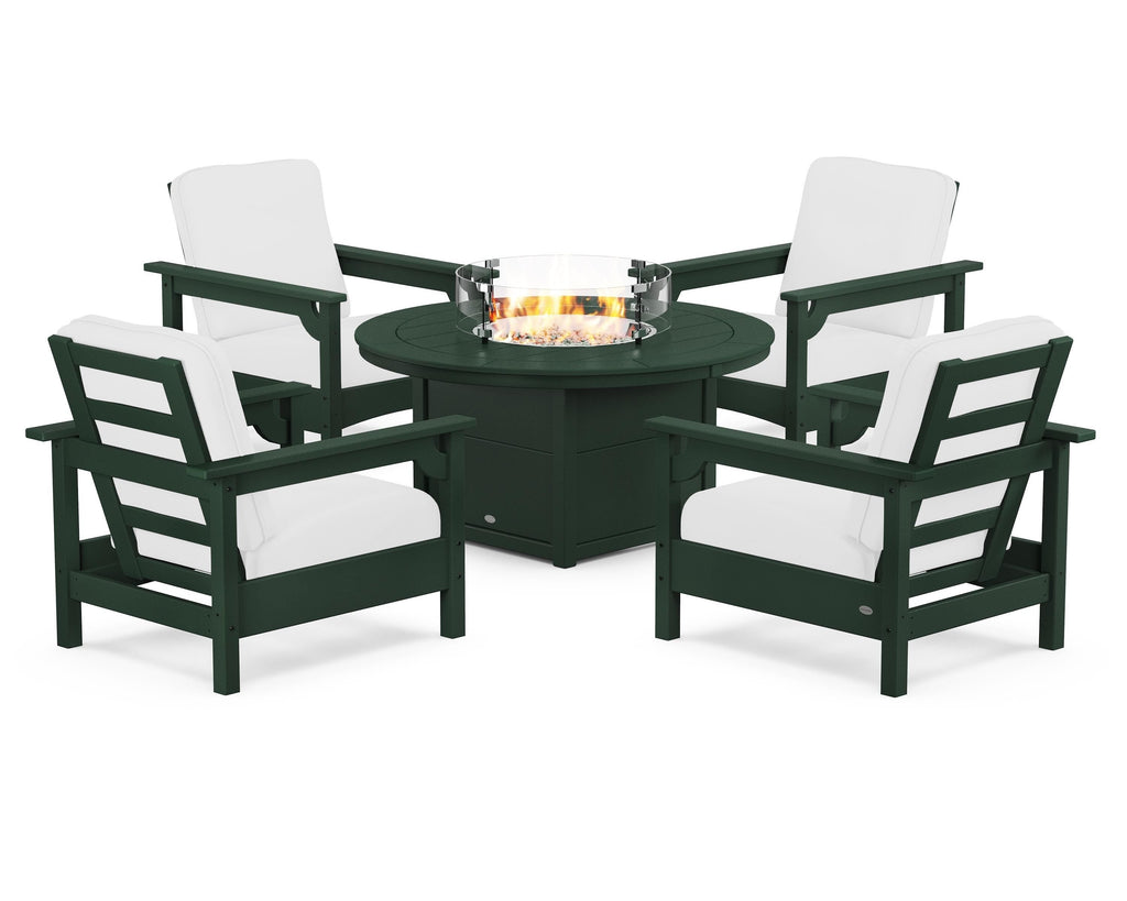 Club 5-Piece Conversation Set with Fire Pit Table